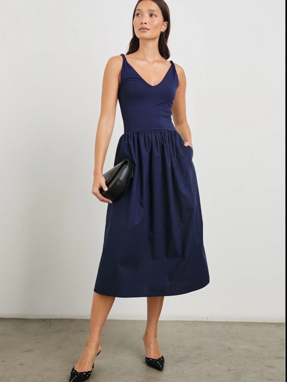 Rails Franca Navy V-Neck Midi Dress
